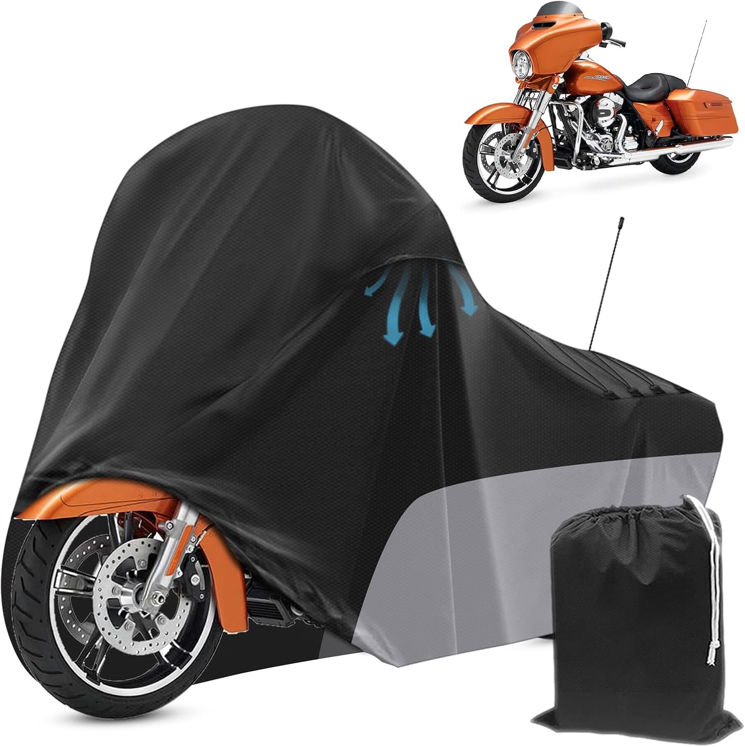 Motorcycle Cover, with Vents Dirt Bike Cover,for different touring models Harley Davidson Road King,Road Glide,Street Glide,Electra Glide,Low Rider-ST (Black&Grey) Motorcycle Cover, with Vents Dirt Bike Cover,for different touring models Harley Davidson Road King,Road Glide,Street Glide,Electra Glide,Low Rider-ST (Black&Grey)