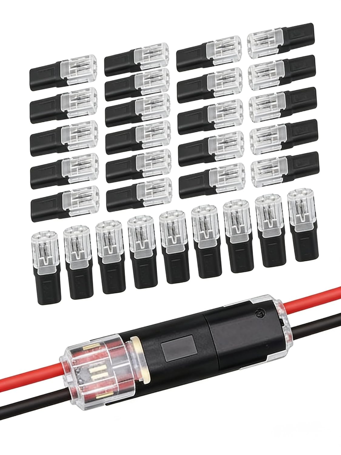 Double Wire Plug-in Connector with Locking Buckle - Flame Retardant Quick-Clip for Emergency Repairs, Home and Automotive Wiring, Multi-Application Design (50PCS)