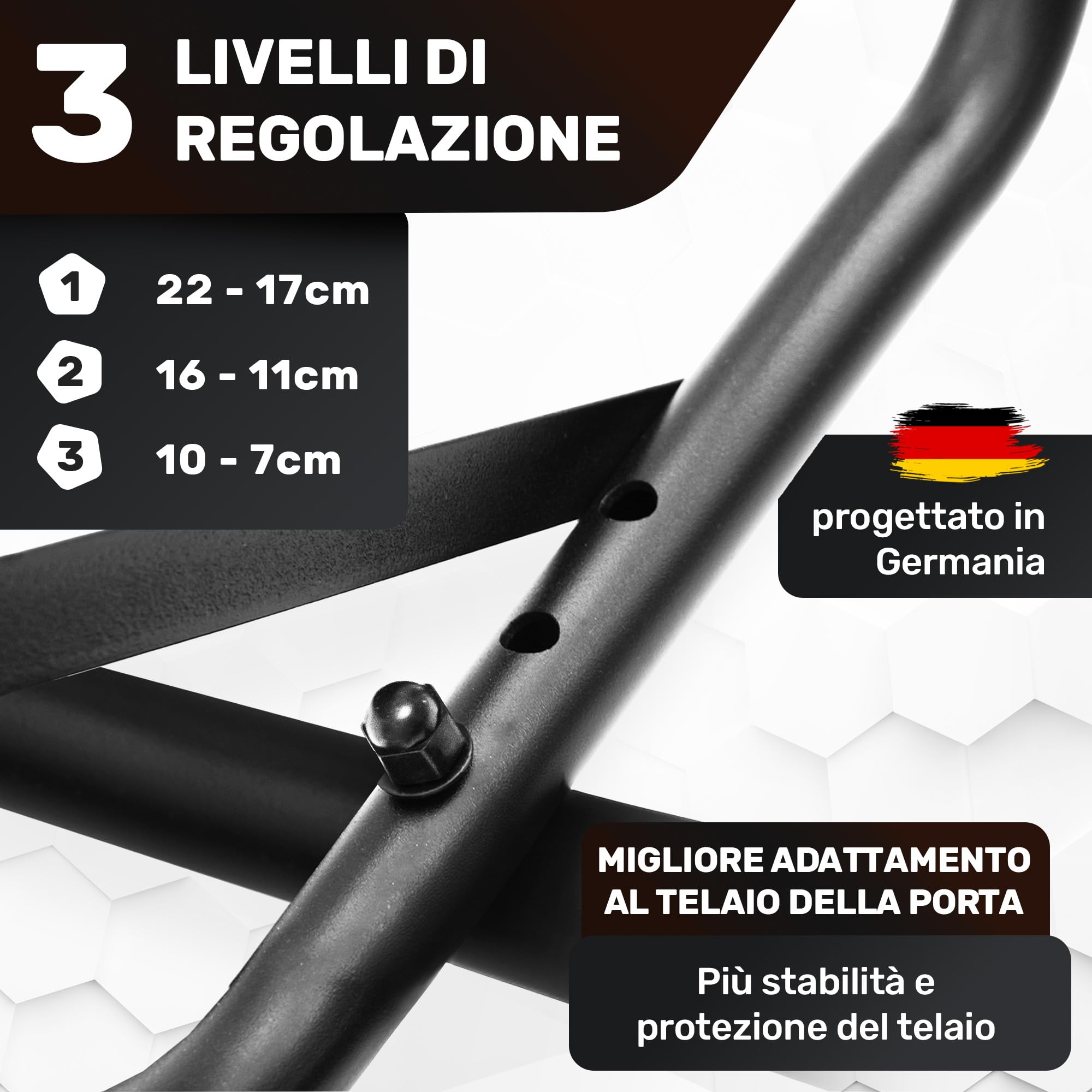 [NUOVO] Barra per trazioni telaio porta senza viti Fitness Barra I Pull per trazioni porta [7-22 cm] Pull Up Bar allenamento [design protetto]