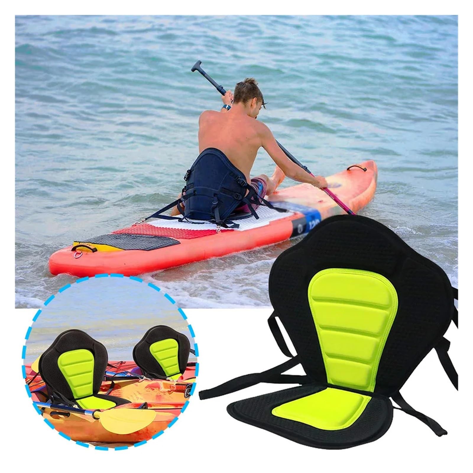 Kajak-Paddle-Board-Sitz, Verstellbarer Steh-Rückensitz mit Aufbewahrungstasche, Rutschfester Rückenlehnensitz for Ruderboote, Angeln, Kanufahren für Kajak, Kanu