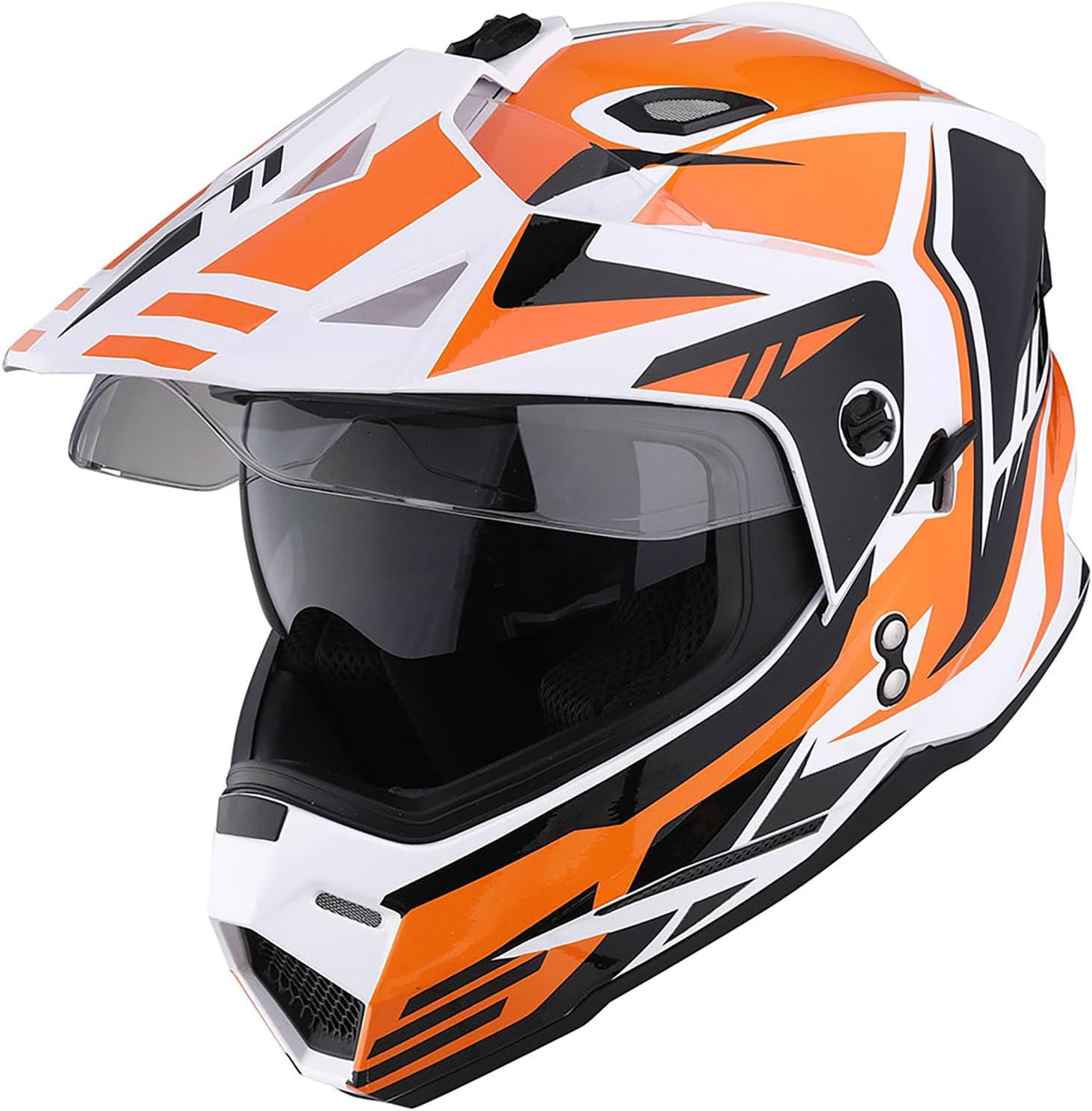 1Storm Youth Kids Dual Sport Dual Visor Motorcycle Motocross Off Road Full Face Helmet Matt Black