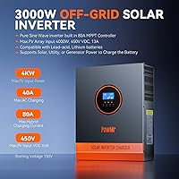 Vista 2 de Inversor solar fuera de la red de 3000W 24V dc a 110Vac, inversor de potencia de onda sinusoidal pura con controlador MPPT de 80A incorporado