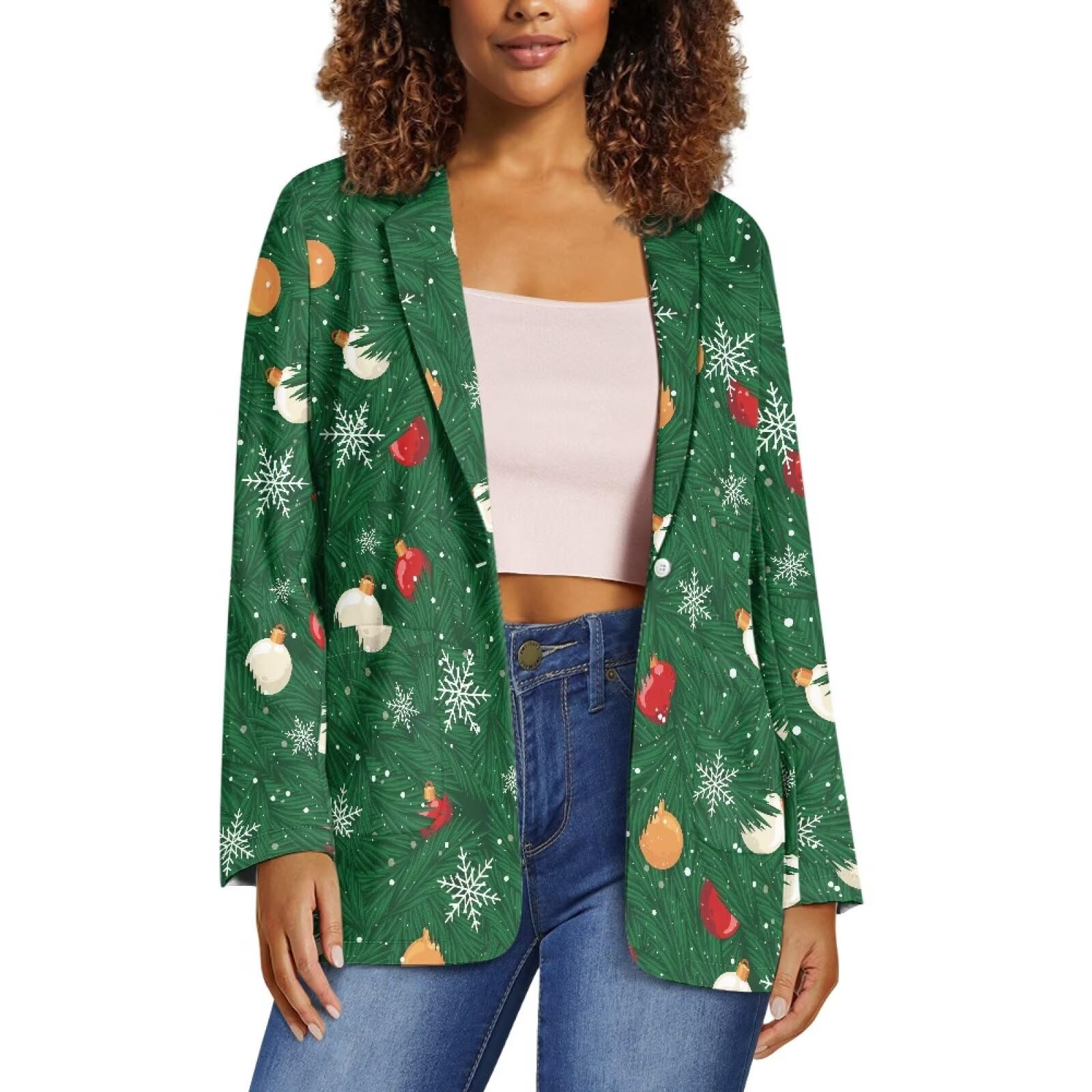 Christmas Womens Blazers Suit Jackets Lightweight Womens Blazer for Christmas Party Banquet Breathable Suit Jackets for Women Lapel