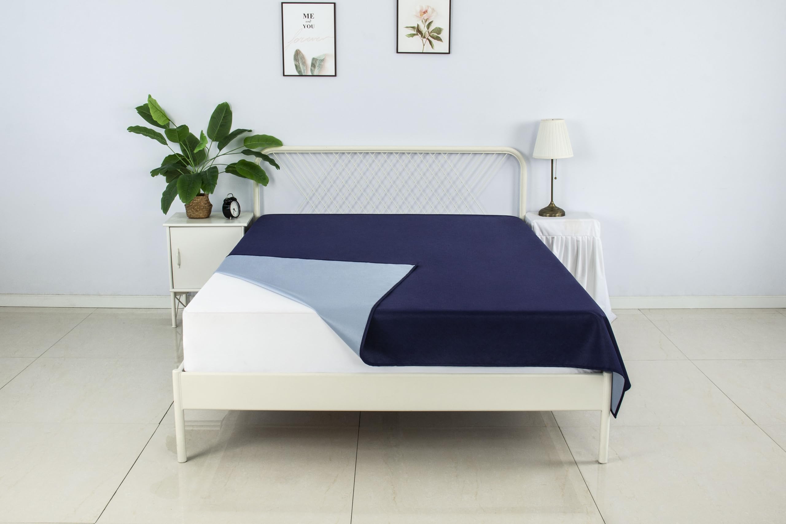 SILLY LEGACY Thin Reversible Waterproof Protective Cover or Liner for Bed or Couch for Dogs and Cats (Single 229 x 140 cm, Blue) - Image 2