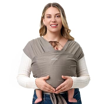 Momcozy Baby Wrap Carrier - Easy to Wear Infant Carrier Slings, Lightweight Hands Free Baby Sling, Adjustable Baby Carriers for Newborn to Toddler 8-33 lbs, Baby Wraps Carrier, Brown