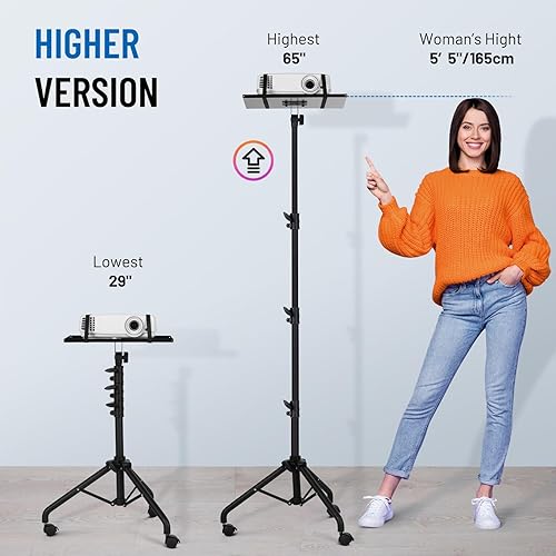 Miniatura 2 de CAHAYA Soporte de Trípode Ajustable para Proyector Altura de 29 a 65 pulgadas, Proyector con Ruedas, Soporte Universal para Portátil, Soporte