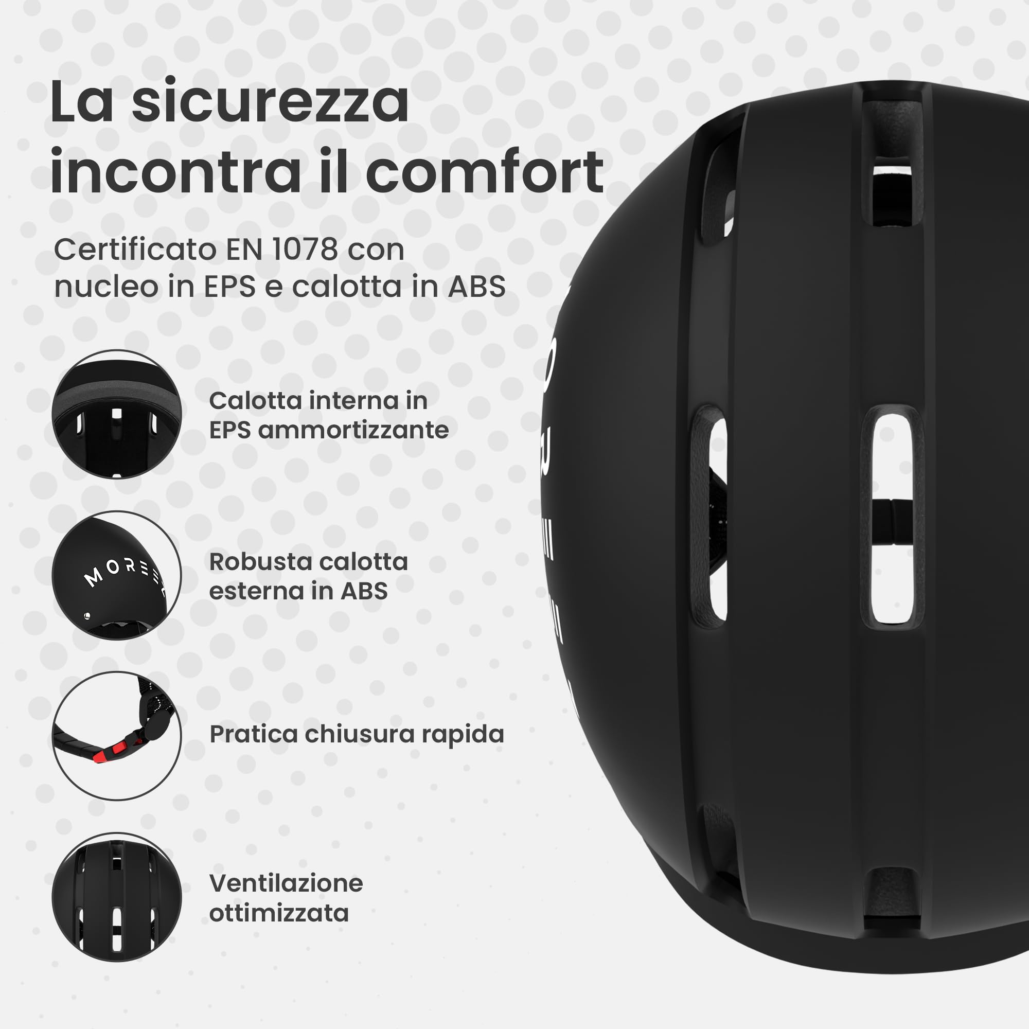 MOREEZ Casco per bambini a partire da 1 anno (1 – 7 anni), robusto e comodo, casco da bicicletta in ABS, misura regolabile XS (46 – 50 cm) & S (51 – 54 cm), unisex, ventilato