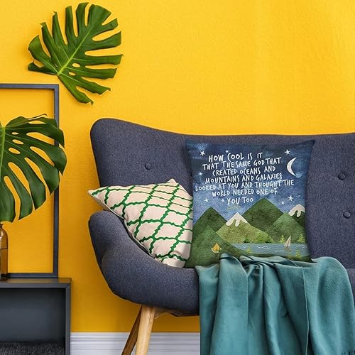 Miniatura 4 de Littlefa Regalos inspiradores, linda funda de almohada con diseño de montañas, funda de cojín decorativa, para sala de estar, dormitorio, decoración