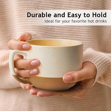 MIAMIO 15 Ounce, Set of 4 Ceramic Latte Mug Elegant Modern Coffee Mug Set for Cafe, Latte, Tea, Hot Cocoa - Drinks Dishwasher & Microwave Safe Aura Collection (Cozy Neutral, Coffee Mug(4x))