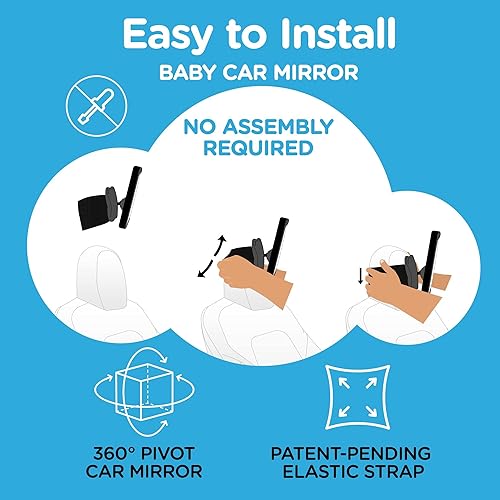 Miniatura 2 de Leo and Ella - Espejo de coche de bebé pendiente de patente para reposacabezas fijo, compatible con Tesla, espejo inastillable con soporte de banda