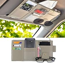 BIRDLINE Car Sun Visor Organizer, Leather Storage Multi-Pocket Sun Visor Pouch for Pan Card, License Registration, Pen, Glasses, Car Document, Fits Most Car, Sedan & SUV. (Sun Visor Organizer)