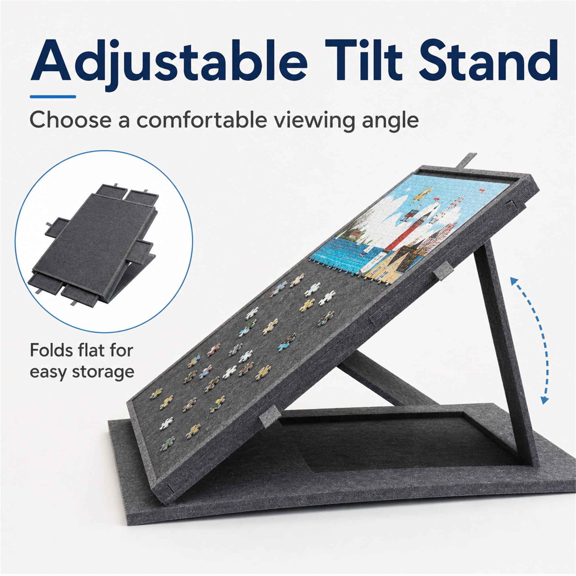 Tavola Puzzle Inclinabile,Porta Puzzles Portatile,Piattaforma di Puzzle in Feltro,con 6 Cassetti,Supporto 2 in 1 E Copertura,Ideale per Adulti E Appassionati di Puzzle