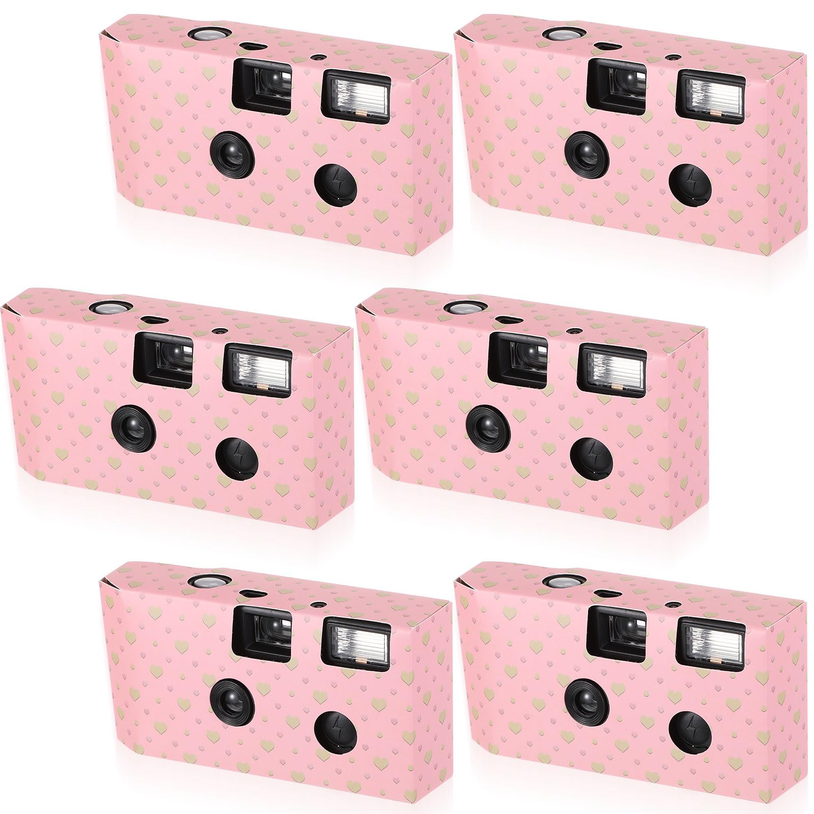 Kigeli 6 Pack Disposable Camera Bulk for Wedding, 35mm Single Use Camera with Flash Disposable Cameras One Time Camera Black and White Film for Gathering Wedding Anniversary Travel Camp Party Supply