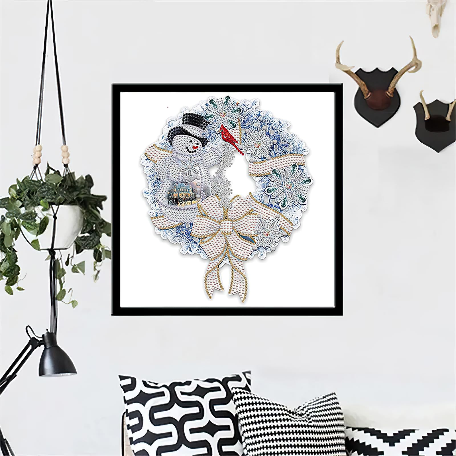 Kunoli Christmas Diamond Art, Diamond Painting Kits for Adults and Kids Christmas Wreath - Image 3