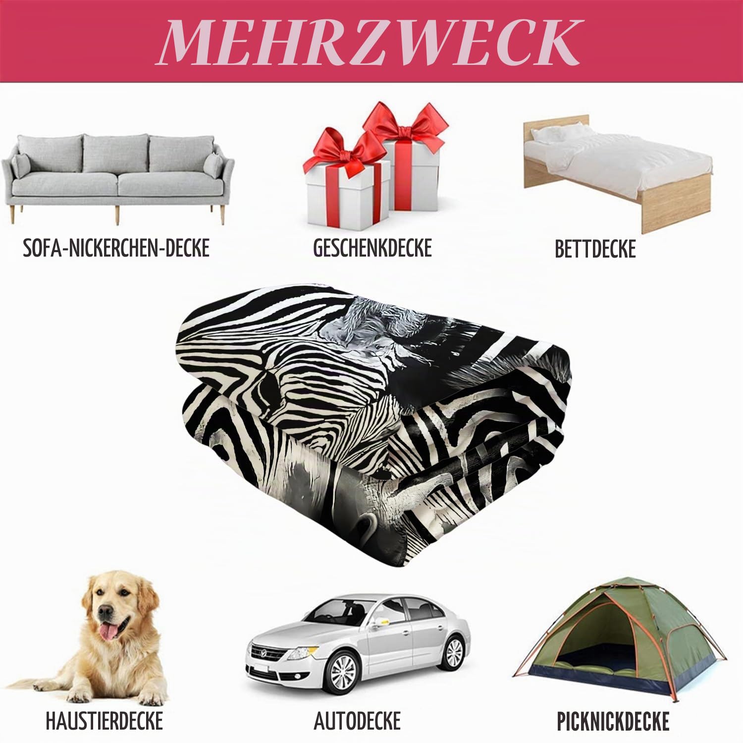 YISUMEI Decke 150x200 cm Kuscheldecken Sanft Flanell Weich Fleecedecke Bettüberwurf Zebra