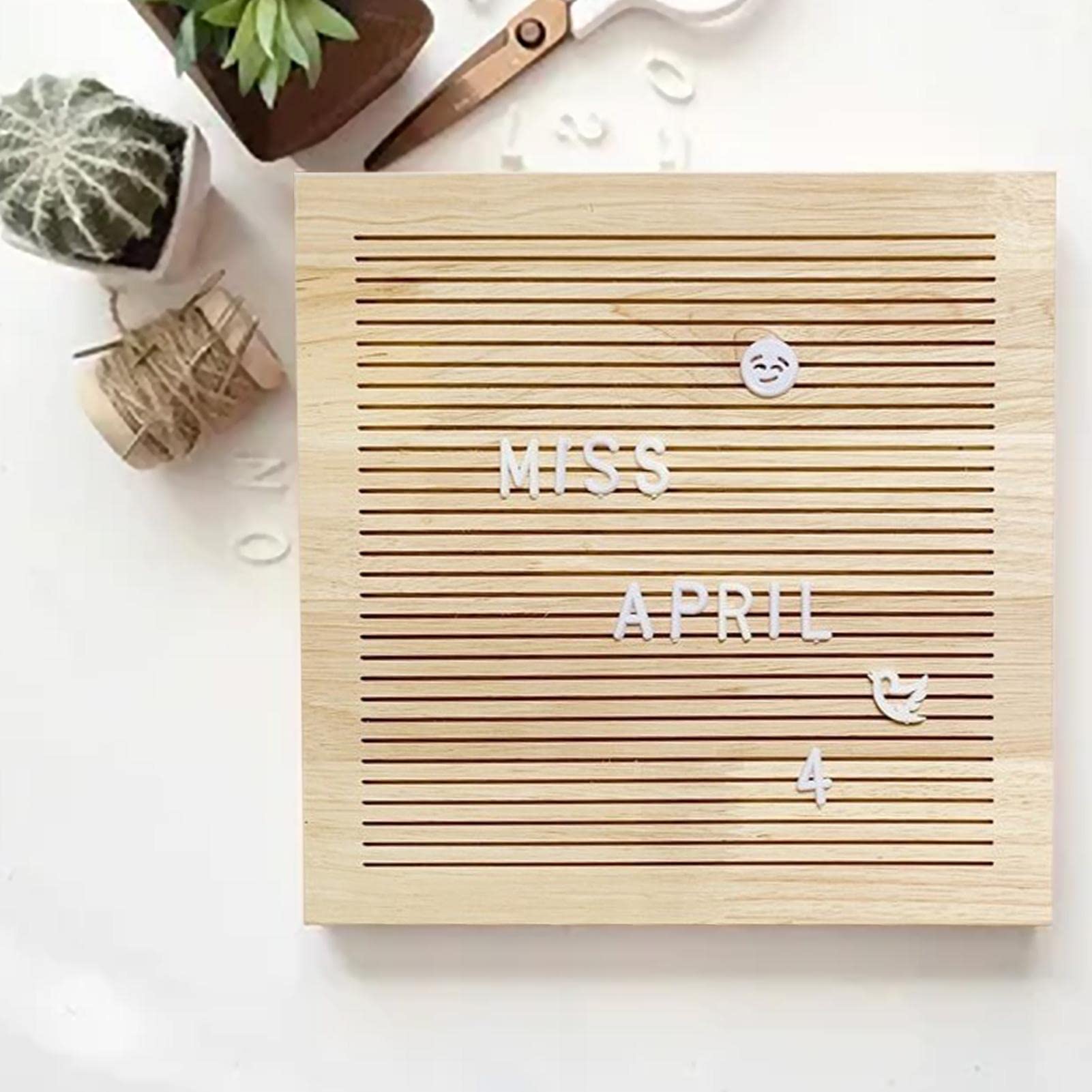 2 Lettre - Tableau à Lettres Lisse et avec 330 Lettres interchangeables et Support,Panneau d'annonce mémo Cadre chêne pour la décoration à la aison