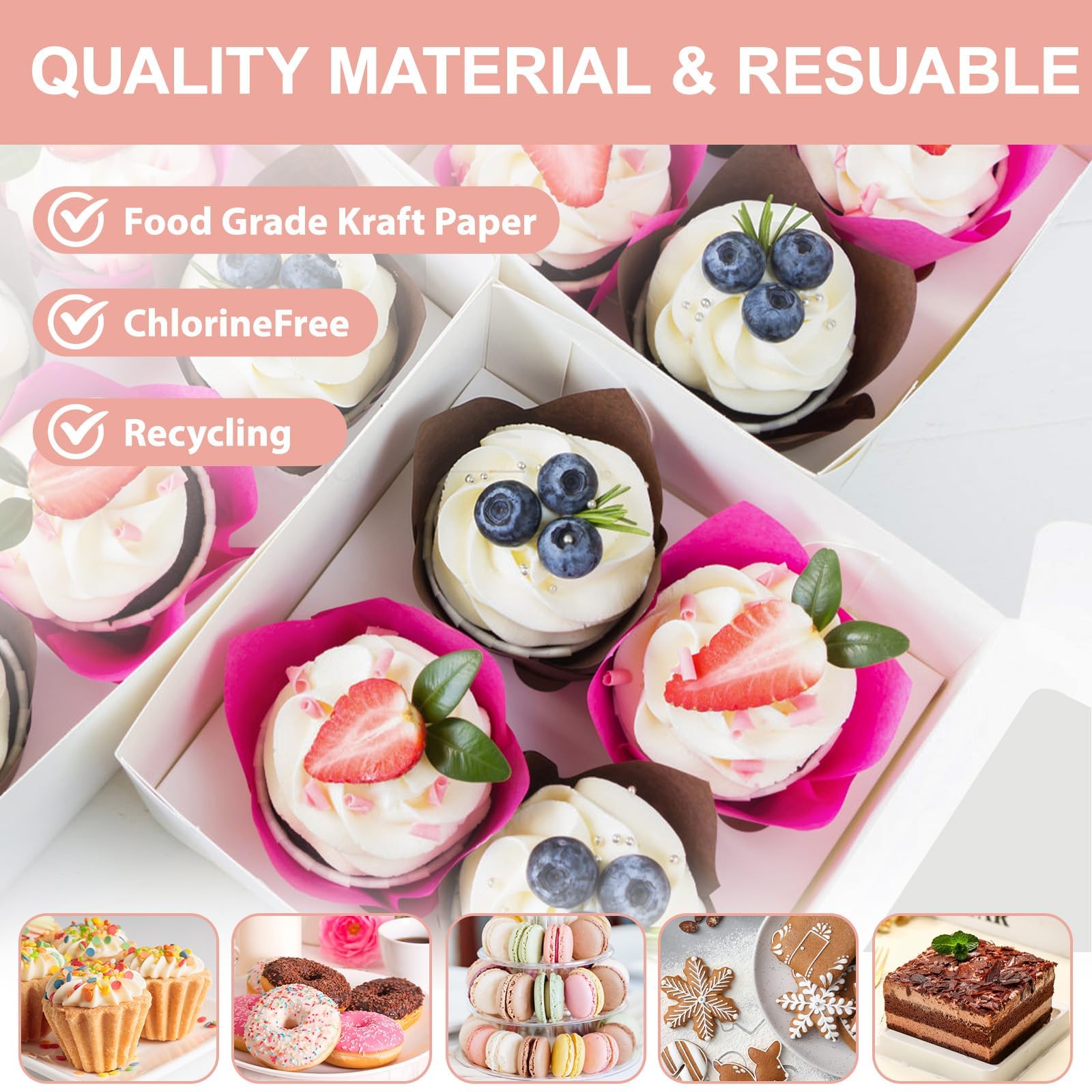 Cupcake Boxes with Window - Kraft Cookie Containers -5