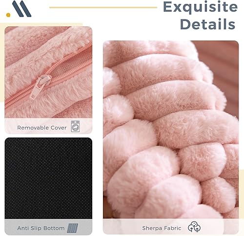 Miniatura 25 de MAXYOYO Puf gigante para adultos, sofá tapizado de suelo con almohadas y reposabrazos, puf grande de felpa, sofá para dormitorio, sala de estar,