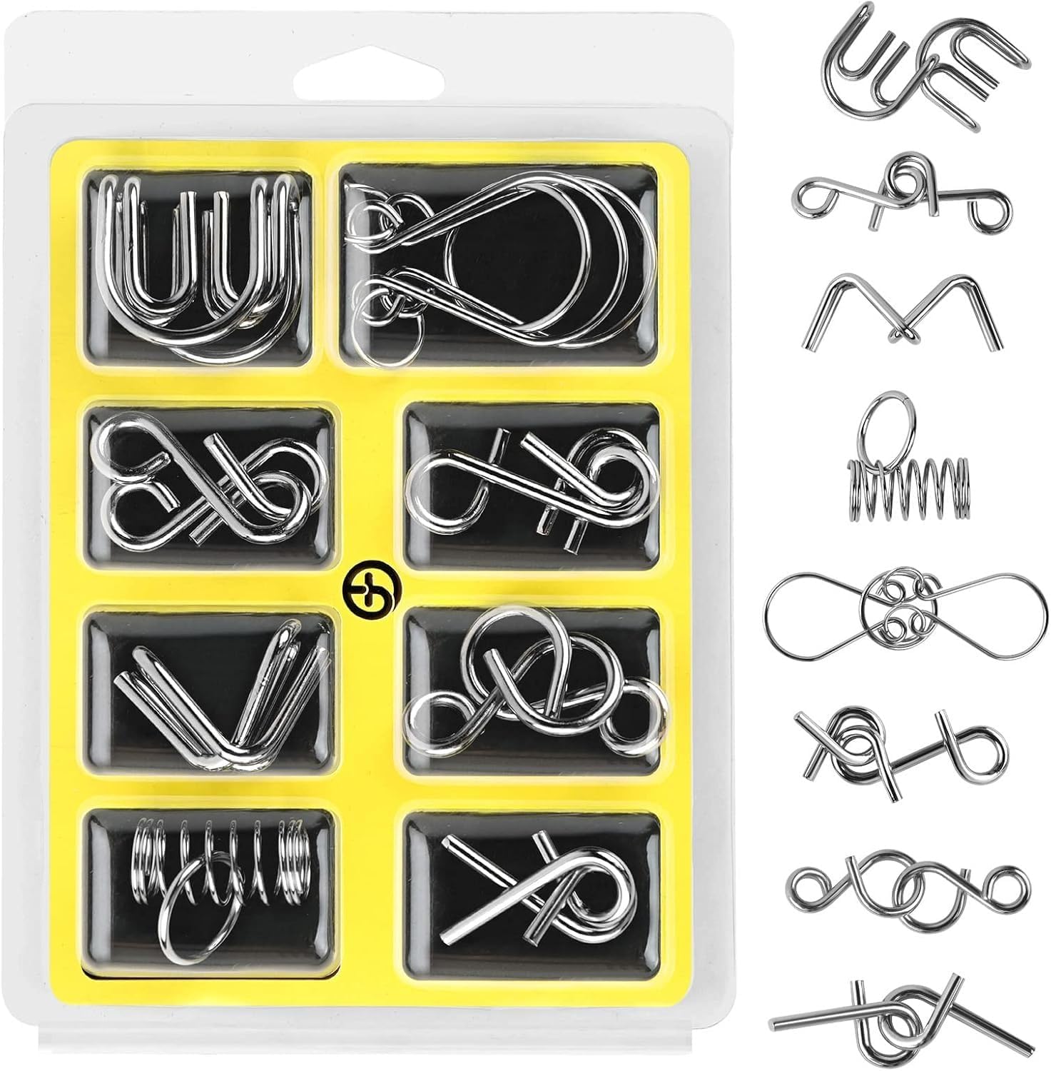 HEAVY DRIVER 8 Pcs Metal Wire Puzzle Set – Brain Teaser IQ Mind Game Educational Disentanglement Puzzles for Kids & Adults (A) 4
