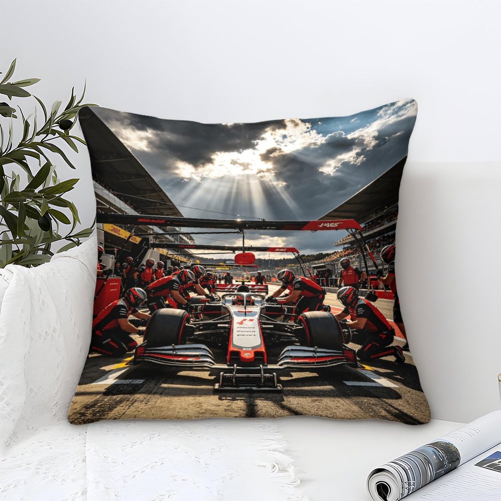 3U6C4M9K Cushion Covers Formulaa Racing, Square Pillow Cover 50x50cm with Pit Stop Pattern Home Decorations Cushions for Livingroom Couch Sofa Decor Throw Pillow Case