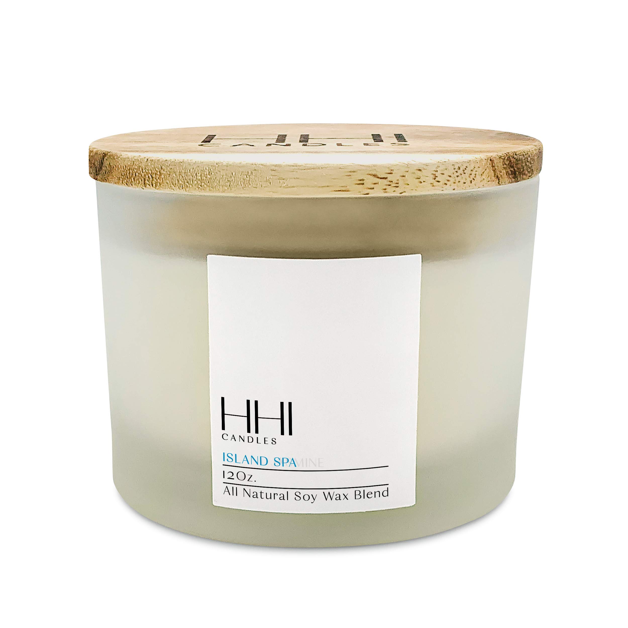 All-Natural Scented Soy Candle | Island Spa | A Fresh Blend of Eucalyptus and Citrus | Large 12 Ounce Three Wick Candle | Long Burn time | Includes Bamboo Lid and Gift Box | HHI Candles