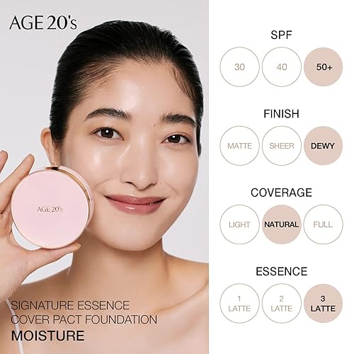 Miniatura 2 de AGE 20's Signature Hydrating Essence - Base de protección solar para piel seca, SPF 50+, crema BB & CC, pacto amortiguador de humedad, repuesto