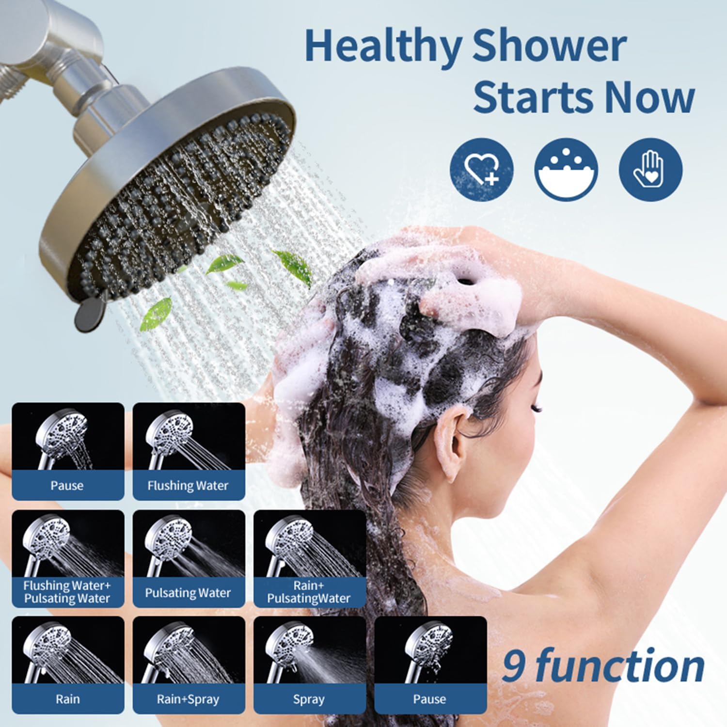 Tandem Shower, Dual Shower Heads For Couples & Handheld Head, High Pressure and Adjustable Double Shower Heads and 3-Setting Diverter Shower System, Gifts For Women Men (Silver)