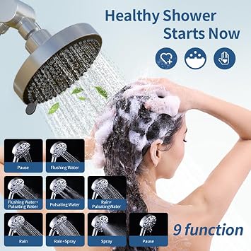 Double Shower Head with Handheld, Dual Shower Heads for Couples (43-78.7 Adjustable), High Pressure 3-Way Diverter Tandem Shower System for Two, Brushed Silver
