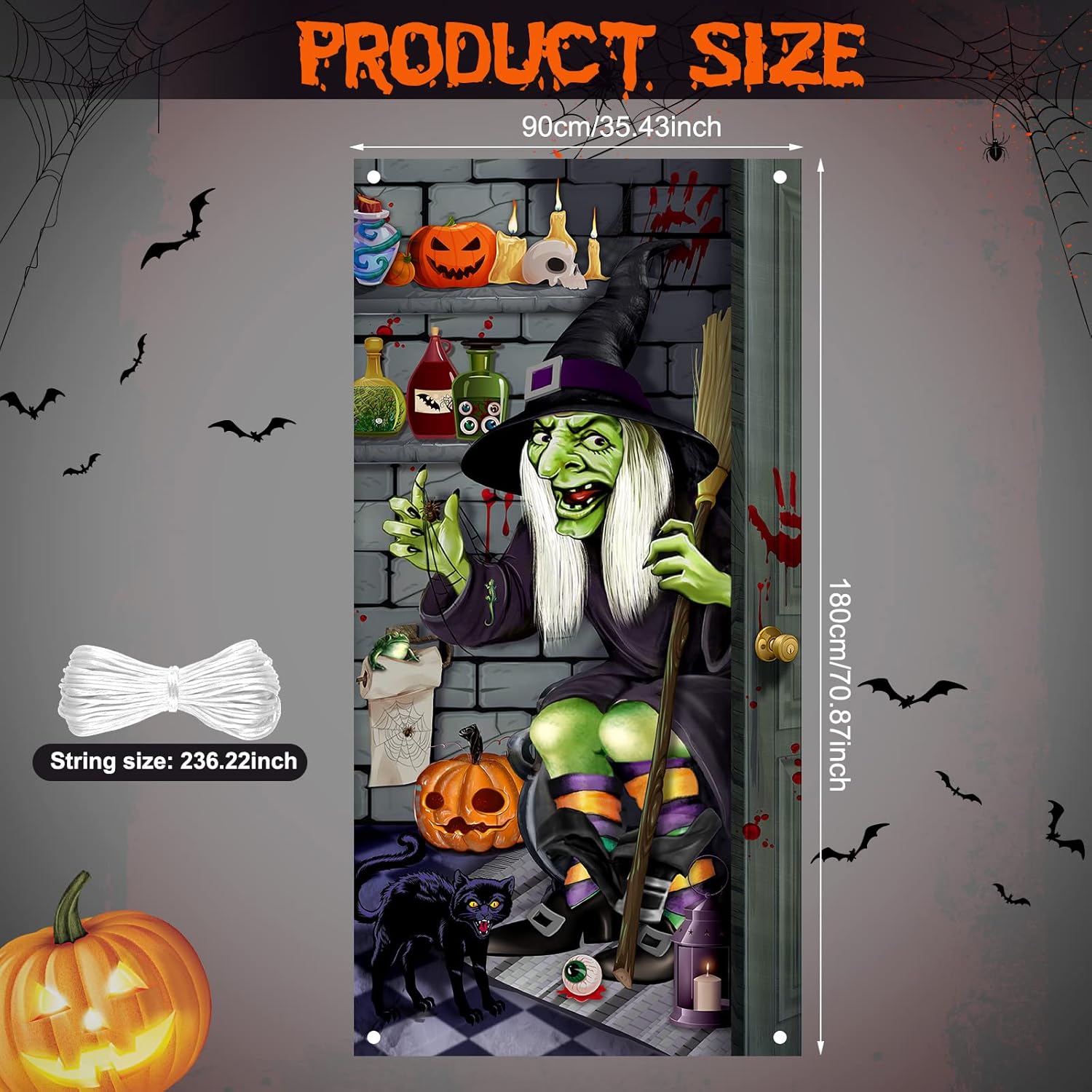 Buy Halloween Witch Door Cover Large Witch Door Cover with Rope Halloween Door Decoration Witch