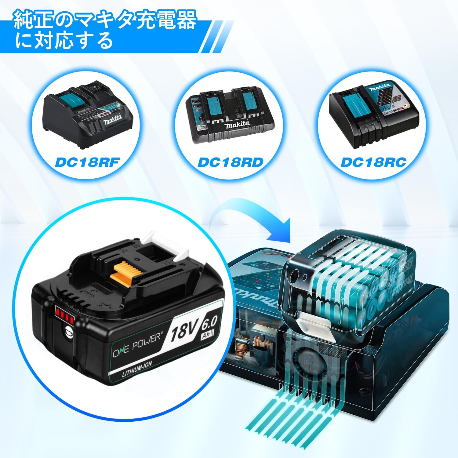 Amazon.co.jp: マキタ 互換 18V バッテリー BL1860B 6.0Ah 対応 マキタ