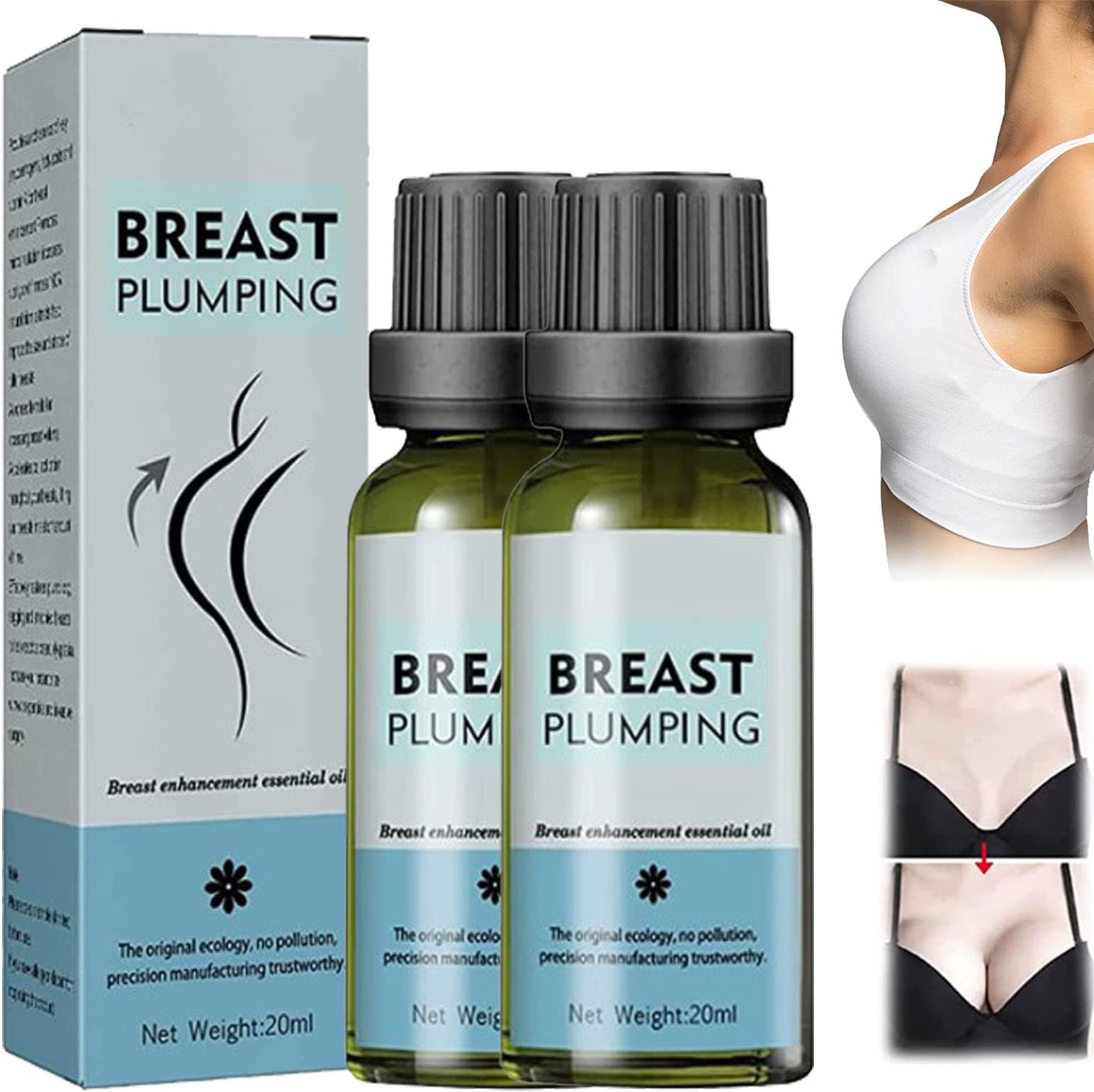 Enboost Breast Enhancement Serum, Natural Herbal Breast Enhancement Cream, Natural Fast Breast Grow Big Boobs Firming Massage Oil, Enlargement Lifting Bust Serum Oil (2 Pcs)