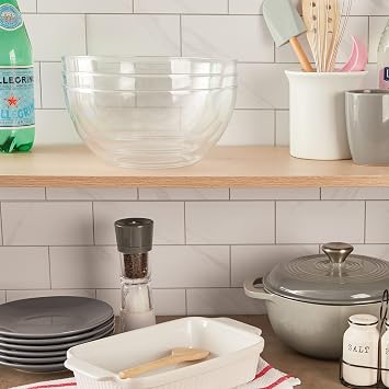 US Acrylic Vista Clear Plastic Salad and Serving 10-inch Bowls | set of 3 | Reusable, BPA-free, Made in the USA | 135 oz. capacity