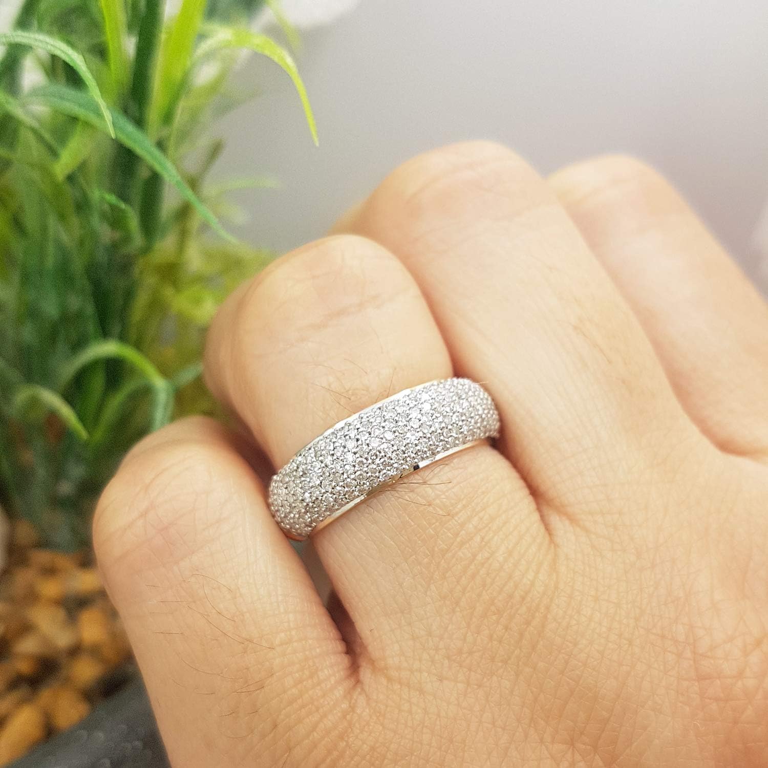 Dazzlingrock Collection Valentine's Day Gift 0.90 Ctw 14k Solid Gold Round Diamond Anniversary Wedding Band Ring - Image 6