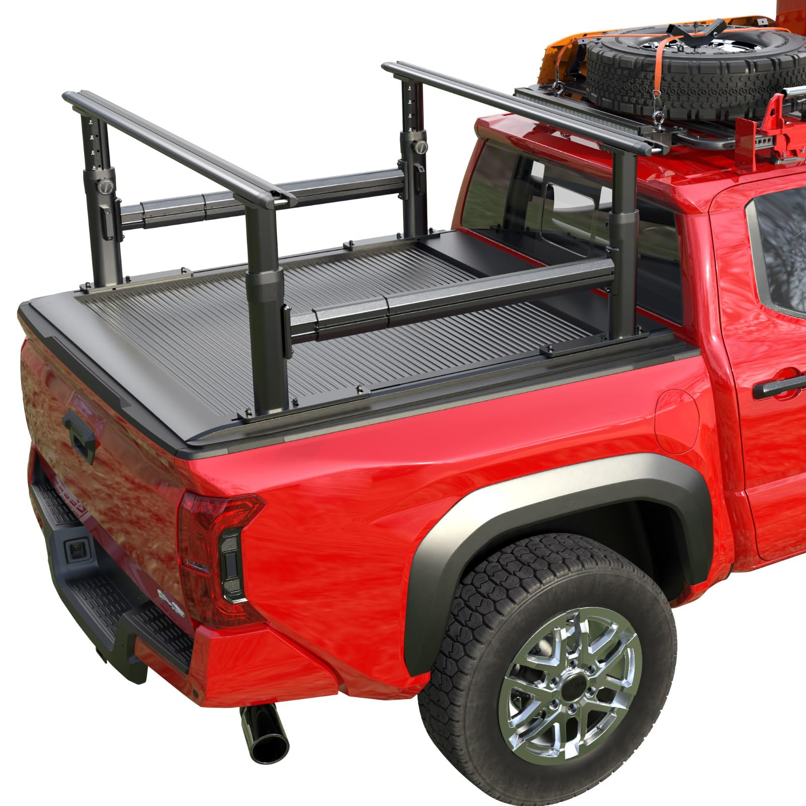 Photo 1 of Ladder Rack for Truck with Tonneau Cover w/T-Slot Rails, 800 LBS Capacity Truck Bed Rack with Side Bars, 19"-25" Height-Adjustable Aluminum Ladder Racks, Fit for Mid Size Pickup Tacoma Gladiator (factory sealed)