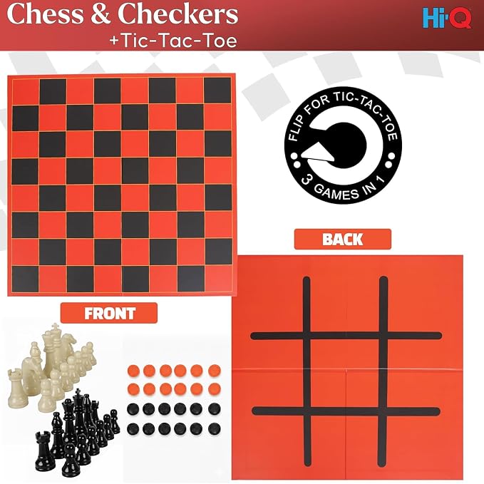 Juego 3-en-1 Ajedrez, Damas y Tic-Tac-Toe miniatura 5