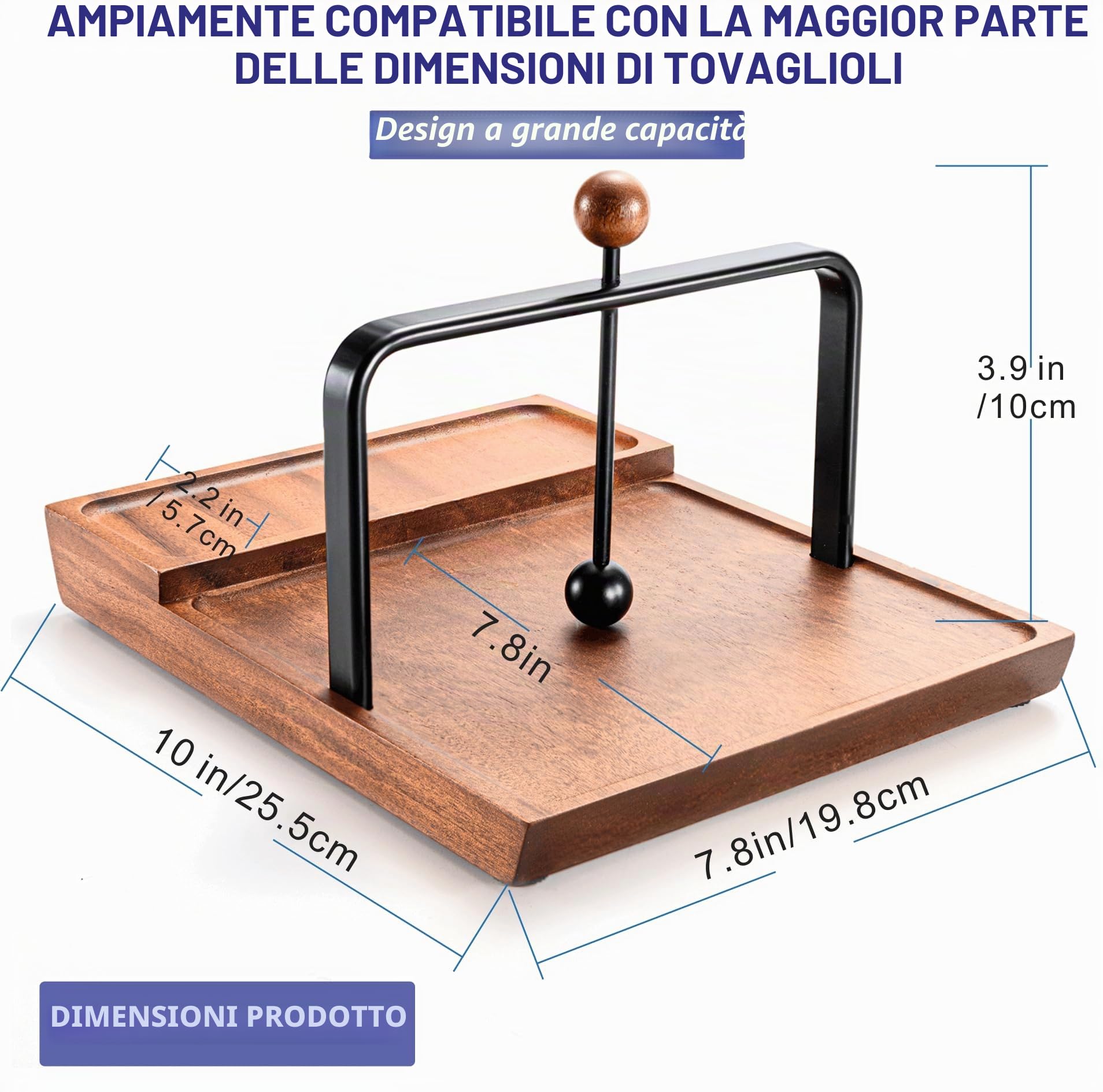 Supporto per Tovaglioli in Legno – Portatovaglioli Multifunzionale per Tavolo e Cucina, con Spazio per Condimenti – Perfetto per Casa, Cucina e Occasioni Festose