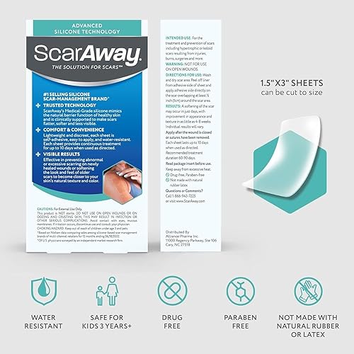 Miniatura 8 de ScarAway, láminas de silicona transparentes avanzadas para cicatrices, tiras de silicona de grado médico (1.5" x 3") para el tratamiento