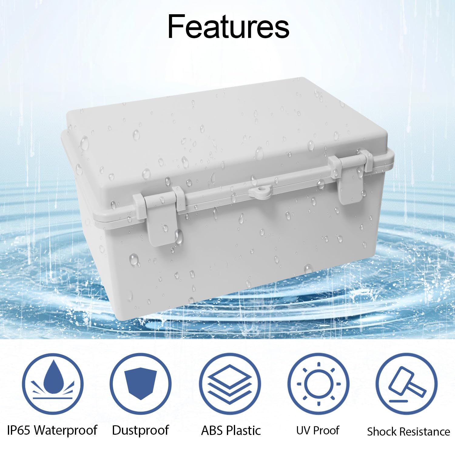 Junction Box ABS Plastic IP65 Waterproof Dustproof Universal Electrical Enclosure, Hinged Shell Outdoor and Indoor Usage Project Box11.4"x 7.5" x 5.5"(290 x 190 x 140mm), Grey