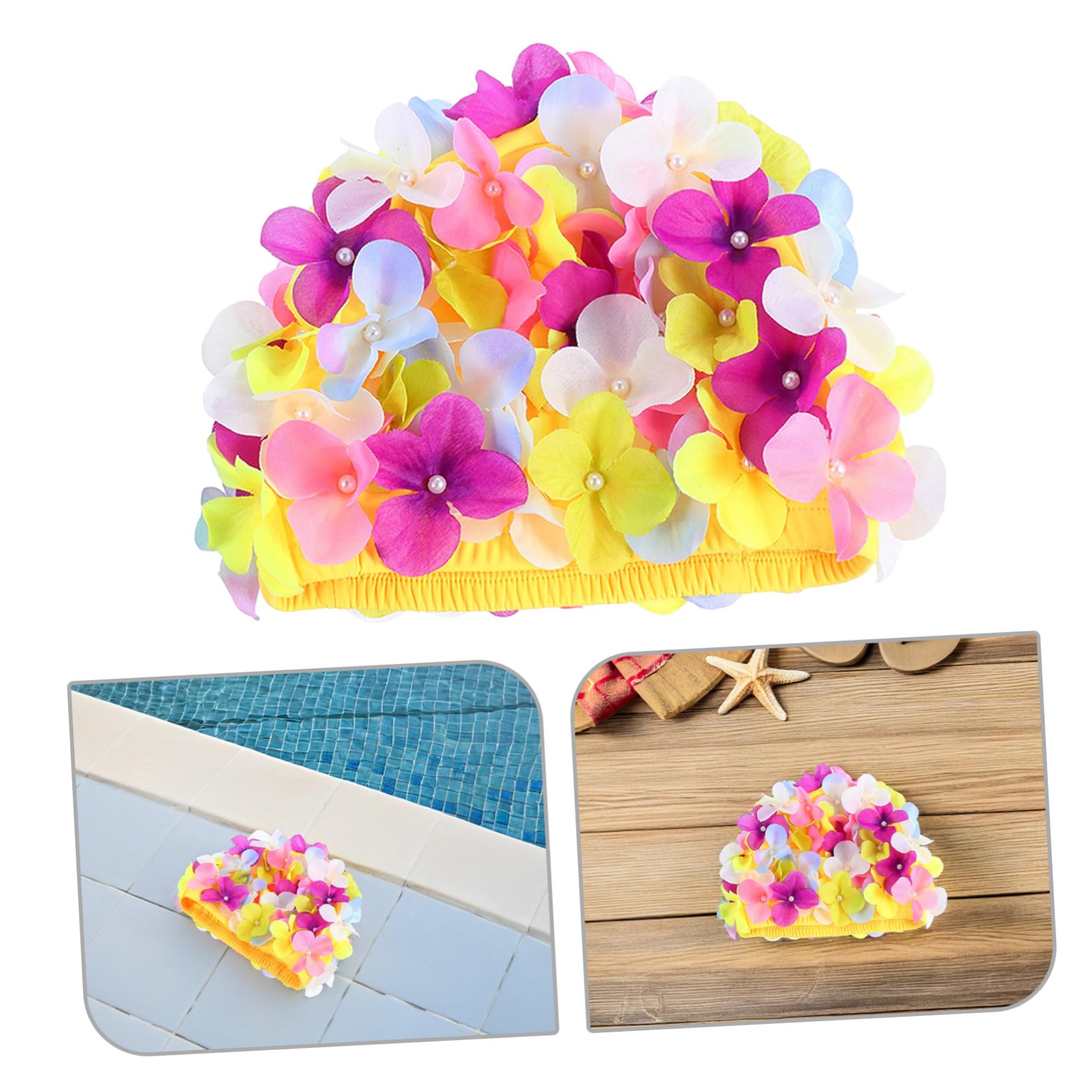 BESPORTBLE 3piezas Gorro de Natación Floral de Pétalo para Mujer Unidades Elástico Forma de Pétalo para Cabello para Natación de Verano
