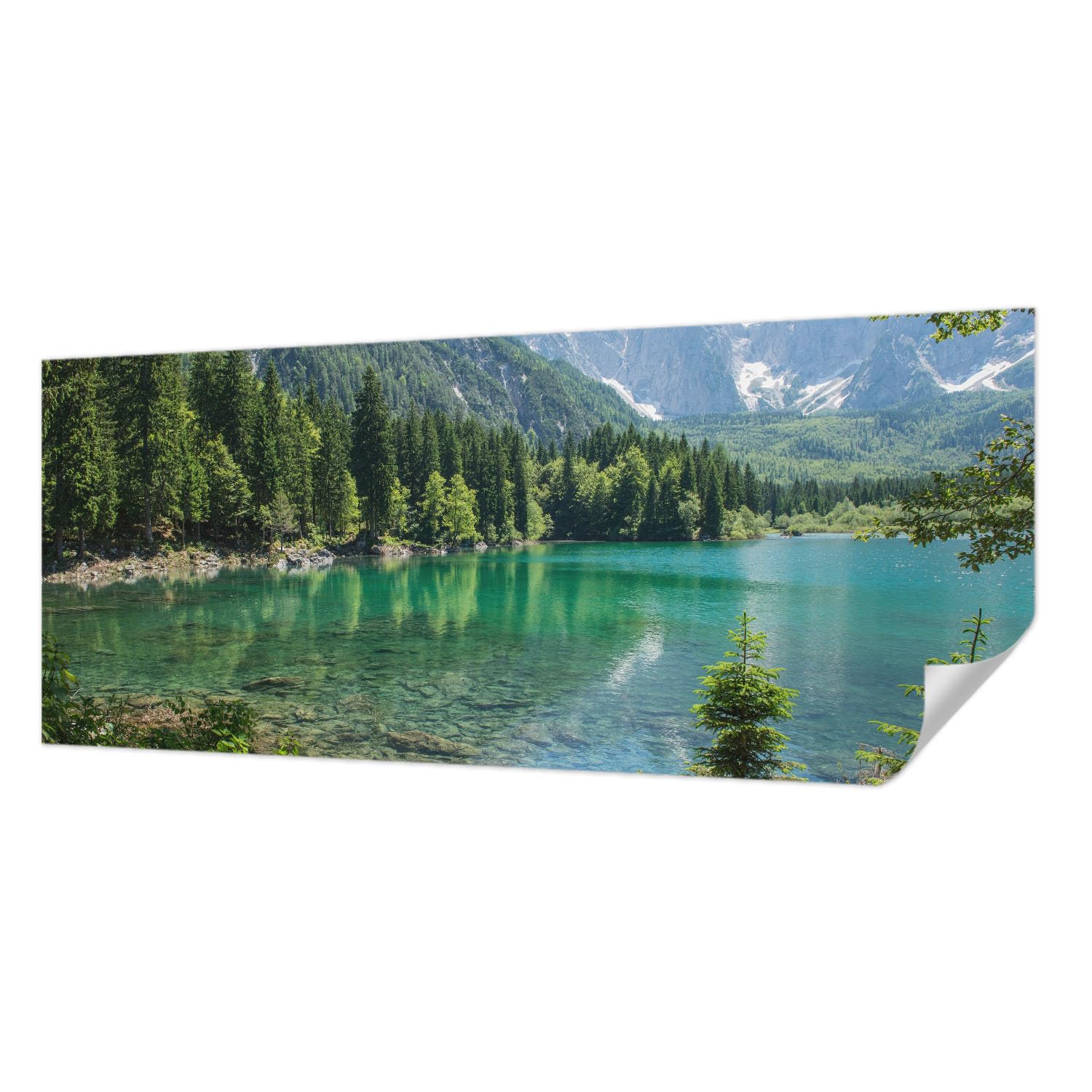 Papier Peint Adhésif pour chambre et salon - Déco panoramique Lac Vert Tulup 250x104 cm