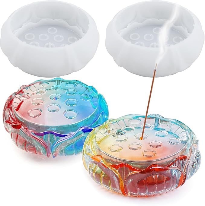 Wehous 2PCS Lotus Incense Holder Resin Molds, Incense