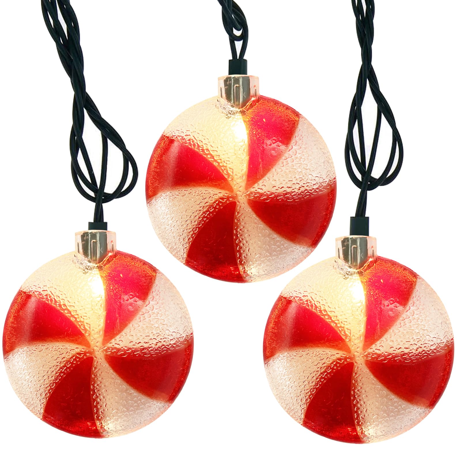 Candy String Lights, 8.5Ft Christmas Decorations Fairy Lights with 10 Lollipop Light, Connectable Red Sweet Sugar Lights for Outdoor & Indoor Christmas Party Thanksgiving Christmas Tree Decor