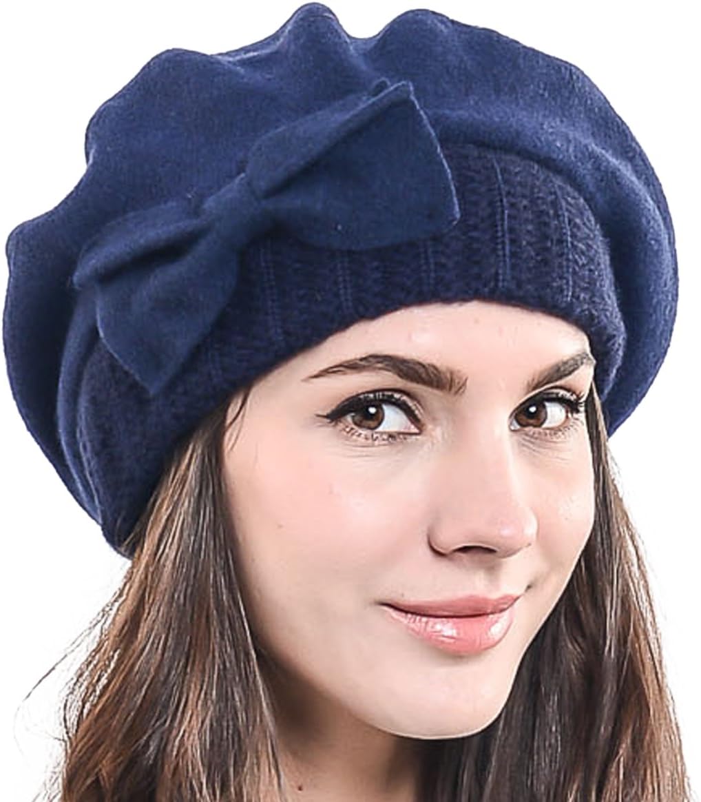 F&N STORY Lady French Beret Wool Beret Chic Beanie Winter Hat Jf-br034
