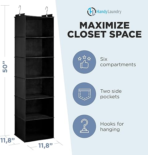 Miniatura 2 de Organizador colgante para armario, 6 estantes para ropa, suéteres, zapatos y accesorios, estantes de armario que ahorran espacio con ganchos para