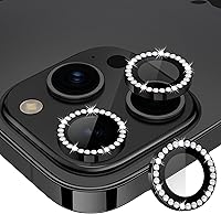 Vista 1 de Xfilm Protector de lente de cámara para iPhone 15 Pro/iPhone 15 Pro Max, anillo de diamante de metal individual brillante, dureza 9H, protector a