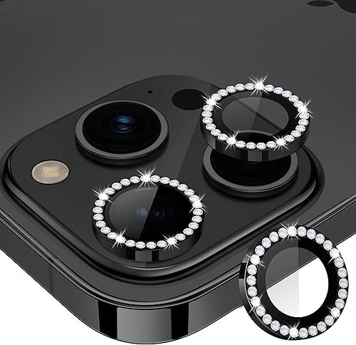 Miniatura 252 de Xfilm Protector de lente de cámara Bling para iPhone 14 Pro/14 Pro Max, dureza 9H a prueba de rayones, protector de anillo individual de metal
