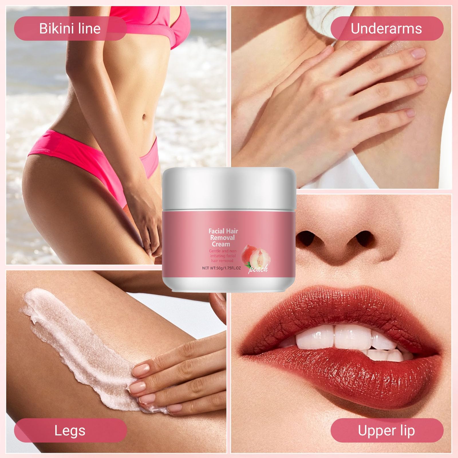 Crema Depilatoria Facial Mujer 50g Crema Depilatoria del Labio Superior Depilación Suave Sin Irritación Adecuado para Labio Superior, Mejillas, Mentón y Manos — view 7