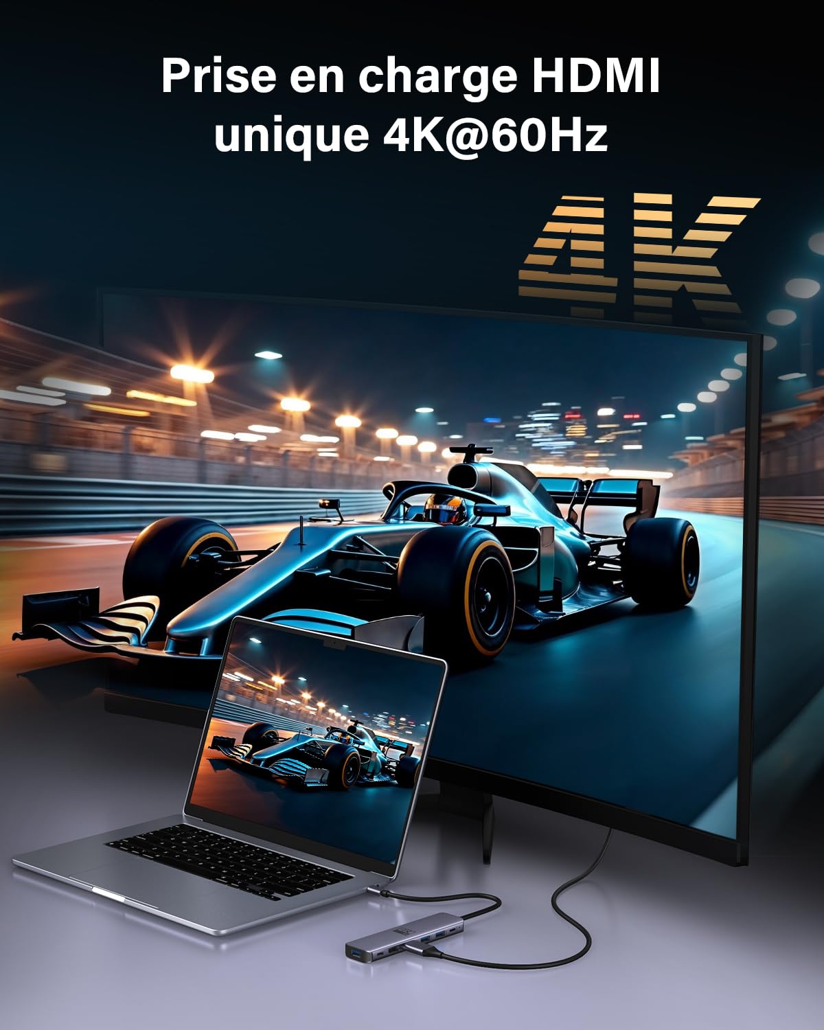 Newmight 7 en 1 Station d'accueil USB-C Double HDMI 4K60Hz 2 Ports HDMI 3 Ports USB 3.0 Charge PD 100W
