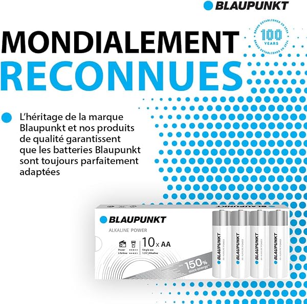 BLAUPUNKT AA Piles alcalines, Paquet de 10, idéales pour Les horloges murales et Les télécommandes, LR6BPO/10CB - 5