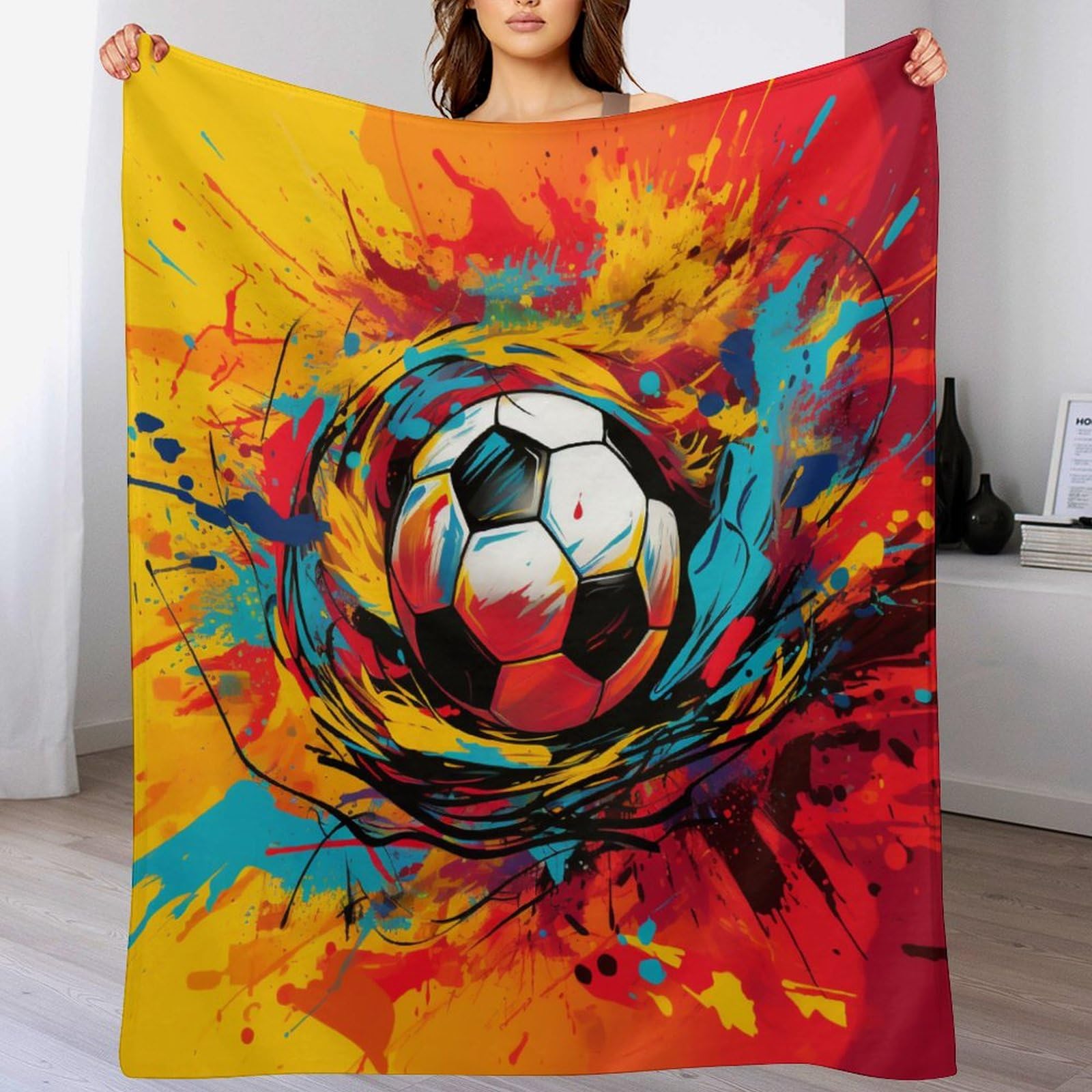 Couverture football chaude plaid flanelle 140x180cm lit canapé voyage